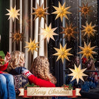 Youyole 12 Set Christmas Paper Star Lantern with Lights, 9 Pointed - Image 5