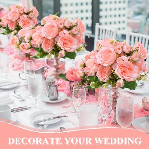 8 Bundles Artificial Peony Centerpiece Flowers,Light Pink - Image 5