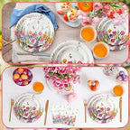 Hsei 250 Pcs Tulip Floral Disposable Paper Plates Napkins Cups Set - Image 4