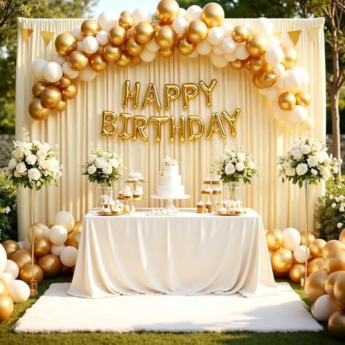 10x10ft Wrinkle Free Beige Backdrop Curtain for Parties, Soft Beige Photo Backdrop Curtains, Polyester Photo Backdrop Drapes for Birthday Party Baby Shower Photography Background - Image 5