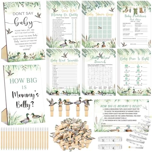 Funnymoom 426 Pcs Mallard Duck Baby Shower Games, 8 Activities Set by Funnymoom