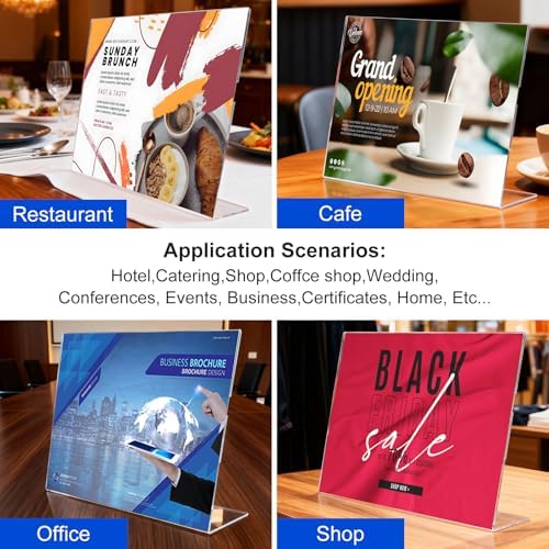 Acrylic Sign Holder 8.5 x 11 Horizontal , Clear Plastic Display Stand for Tabletop, Acrylic Stands for Flyers, Table Paper Holder, Vertical Sign Holder 8.5x11 for Restaurants, Office and School (Slant 15 Pack 11x8.5) - Image 7