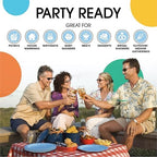 Party Solids Exquisite Light Blue Paper Plates Disposable Heavy Duty 200 Pcs - 100-7 & 100-9 Light Blue Disposable Plates for Party Heavy Duty 350 GSM for Birthday Supplies - Image 6