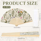 25 Pcs Wildflower Folding Hand Fan Bulk with Organza Bags - Image 2