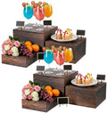 6 Pcs Vintage Brown Square Wooden Cake Stands, Rustic Wood Cake and Cupcake Stands, Table Wooden Stackable Display Stand Box for Catering Dessert Collectibles Jewelry Figures Show by Unknown