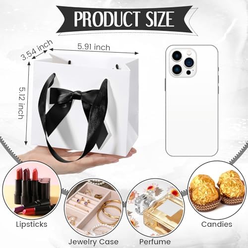 Kolldenn 50 Pcs Small Gift Favor Bags White Black - Image 4