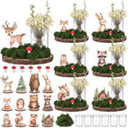 Rtteri 6 Set Woodland Animal Table Centerpiece Baby Shower Gifts Include Wood Slices Mason Jars with Forest Animal Decor Mushroom Moss Greenery for Rustic Party Gender Reveal Birthday Photo Props by Rtteri