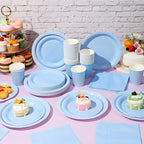 Tioncy 200 Pcs Blue Disposable Paper Plates Cups Napkins - Image 4