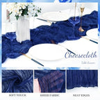 10FT 20 Pack Royal Blue Cheesecloth Table Runner 20 x 120 Inch Long Rustic Gauze Cheese Cloth Table Runner for Wedding Bridal Baby Shower Table Decorations Boho Fabric Sheer Birthday Party Table Decor - Image 3