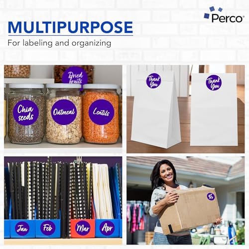 Perco Purple Perforated Round Circle Dot Sticker 3-Inch Labels — 10 Rolls, 5,000 Stickers - Creative Branding, Category Labels & Themed Packaging - Made in USA - Image 3