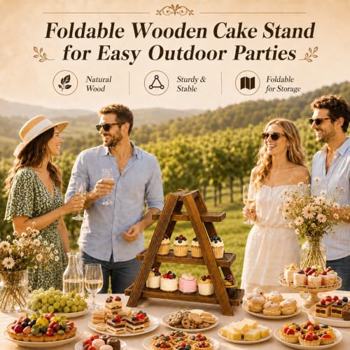 Wooden Cupcake Stand, 3 Tier Dessert Display Rack for Baby Shower Party - Image 4
