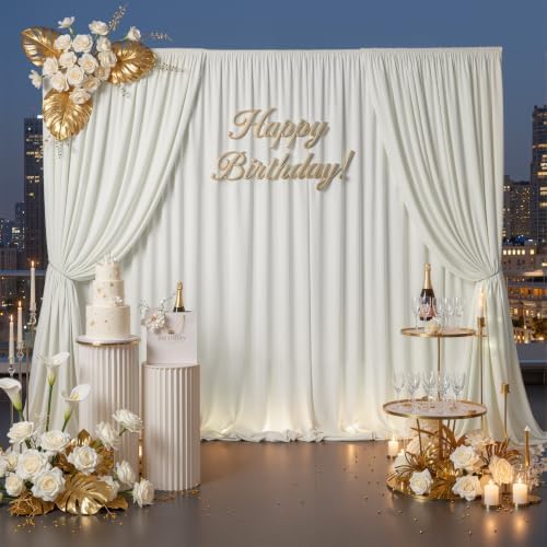 10×10ft Ivory Backdrop Curtain for Weeding Parties, Wrinkle-Free Fabric Drape for Baby Shower, Birthday Party Decorations, Photography Photo Booth Background, Single Panel No Sewing, with Rod Pocket - Image 7