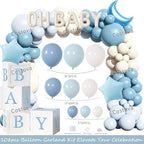 Costova Over the Moon Baby Shower Decorations – 125 PCs Moon and Star Themed Party Supplies with Balloon Garland, Cake Topper, Backdrop, Tablecloth, Moon & Star Foil Balloon, Sash, Badge - Image 3