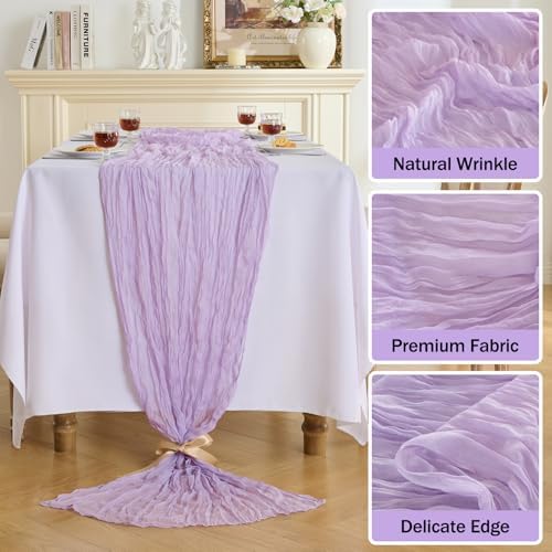 Fanami 6 Pack Cheesecloth Table Runner -10FT Lilac Boho Gauze Cheese Cloth Table Runner 120 Inches Long Rustic Sheer Fabric Centerpieces for Wedding Birthday Party Bridal Baby Shower Decorations - Image 3