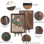 Aodaer Wedding Guest Book Alternative Drop Top Frame Heart Drop Wood Guest Book with Stand 122 Wooden Hearts Pens Box Mini Blackboard Rustic Wedding Decorations for Reception Baby Shower, Brown - Image 3