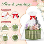 Weysat 6 Set Baskets for Gifts Empty Bulk, Large Woven Bamboo Gift Basket Kit with Handles, Bow, Wrap Bag to Fill for Raffle Thanksgiving Day Wedding Birthdays Party Wrapping (Green) - Image 2