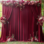 Burgundy Backdrop Curtain for Parties Wedding Wrinkle Free Maroon Photo Curtains Backdrop Drapes Fabric Decoration for Birthday Engagement Ceremony 5ft x 7ft,2 Panels - Image 2