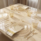 Rubtlamp 350 Pcs Gold Glitter Plastic Plates, Hammered Disposable Plates Set (50 Guests), Glitter Dinnerware Set Include 100 Plastic Plates, 150 Glitter Silverware, 50 Cups And 50 Napkins - Image 4