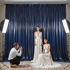 Navy Blue Satin Backdrop Curtains 8 Panels - Glitter Photo Drapes for Baby Shower, 40x10FT Shimmer Back Drop Cloth, Wrinkle Free for Birthday Party Prom Wedding Stage Background - Image 6