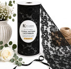 AK TRADING CO. 14" x 10 Yards Black Floral Crochet Lace Ribbon – Extra-Wide Vintage Trim for Crafts, Floral Design & Event Decorating by AK+Trading+Co.