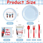LemonRoad 175 Pcs She's Ready to Pop Baby Shower Party Set Serves 25 Guests, 9'' Dinner Plates 7'' Dessert Plates 9oz Cups Blue Gender Neutral Disposable Tableware for New Baby Welcome Party - Image 3
