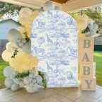 VitalCozy 7.2ft Blue Toile De Jouy Arch Backdrop Cover - Image 5
