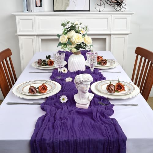 12 Pack 23 x 120 Inch Dark Purple Table Runner 10Ft Cheesecloth - Image 3