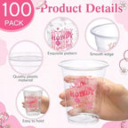 100 Pcs Pink Cowgirl Plastic Cups, 12 oz Howdy Western Disposable Drinking Cups Bulk for Last Rodeo Bachelorette Party Decorations, Nashville Disco Cowgirl Birthday Baby Shower Supplies - Image 3