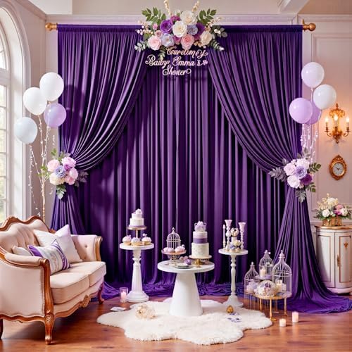 12ft x 10ft Purple Backdrop Curtains for Parties, Wrinkle Free 2 Panels Photo Backdrop Drapes Back Drop Cloth for Wedding Birthday Photography Background Decor - Image 4