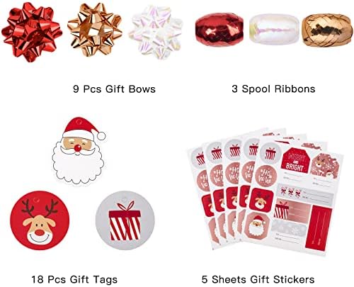 WRAPAHOLIC Christmas Wrapping Paper Set - Rose Gold Santa and Reindeer with Metallic Foil Shine Wrapping Paper Bundle with Gift Bow & Ribbon & Tag & Sticker - Image 6