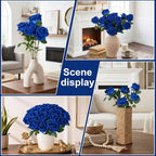50 PCS Blue Roses Artificial Flowers, Fake Roses with Long Stem Realistic Silk Roses for DIY Wedding Bouquets Tables Centerpieces Arrangements Baby Shower Birthday Home Decor Christmas Gift for Her - Image 4