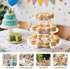 3 Tier Cupcake Cake Stand Winter Cute Deer White Dessert Table Display Trays Set Acrylic Large Cake Holder for Baby Shower Party Supplies, Holds 34 Cupcakes - Image 7