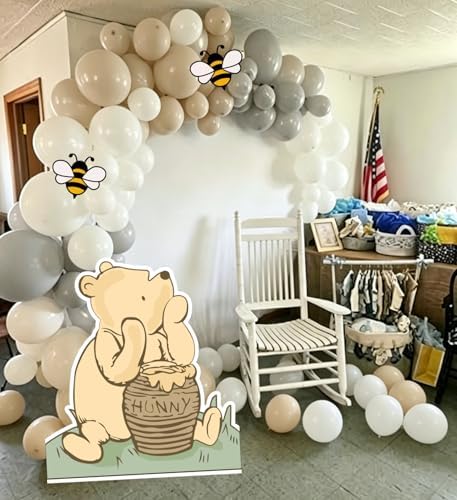 131PCS Vintage Bear Baby Shower Decorations Large Coroplast Cutout with Stand, Gender Neutral Balloons Arch& Bee Stickers for Birthday, Photo Props & Pooh Party Supplies - Image 5