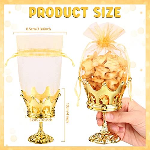 30 Pcs Gold Fillable Crown Goblet with Pouch for Candy Box Container Wedding Party Favor Decorative Candy Storage Container Decoration for Chocolate Cake Dessert and Birthday Baby Shower - Image 3