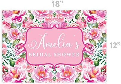 Andaz Press Custom Personalized Disposable Paper Placemats, 12 x 18 Inch, Set of 25, Custom Bridal Shower Pink Peonies Floral, Tableware, Dining, Tabletop, Table Setting for Wedding, Bridal Shower - Image 3