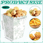 Gueevin 100 Pcs Green Floral Popcorn Boxes with Scalloped for Party 5.5 x 10.5 x 7.5 cm Mini Paper Popcorn Containers Bulk for Wedding Movie Night Decorations Bridal Baby Shower Party Supplies - Image 5