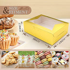 KPOSIYA 65 PCS 8x6x2.5 Inch Cookie Boxes with Window Gold Bakery Boxes Pastry Boxes for Gift Giving, Treat, Dessert, Cupcakes, Chocolate, Strawberries, Donuts, Muffins (5 Style Windows) - Image 2