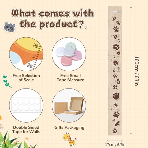 Personalized Kid Height Wall Chart,Animal Footprints Kids Height Wall Chart,Height Measurement Children,Height Growth Chart,Fun Nursery Decor Thoughtful Birthday Gift Boys Girls - Image 2