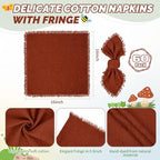 Showgeous 60 Pack Terracotta Cloth Napkins with Fringe, 16x16 inch - Image 2
