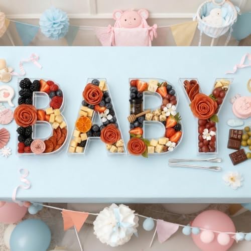 BABY Charcuterie Board Letters Acrylic Clear Reusable with Clear Tongs - Image 4