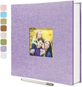 Large Photo Album Self Adhesive, DIY Scrapbook Album for 600 Photos, 13"x12.6" 120 Pages Light Purple Linen Cover Memory Book by HoneyTolly