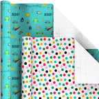 Hallmark Birthday Wrapping Paper Rolls, 6 Rolls (Flowers, Stripes, Dots) - Image 6