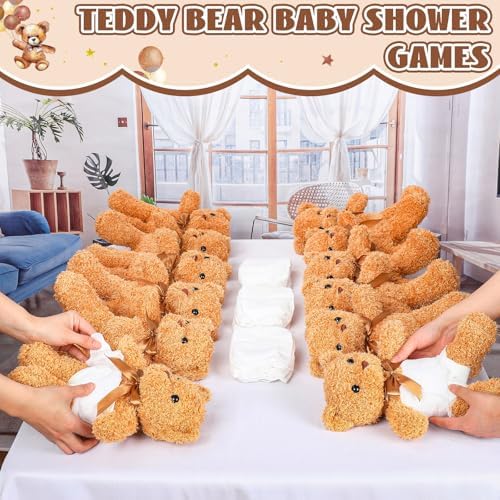 Seenelling 12 Sets Bear Diaper Changing Baby Shower Game Kit, Brown - Image 2