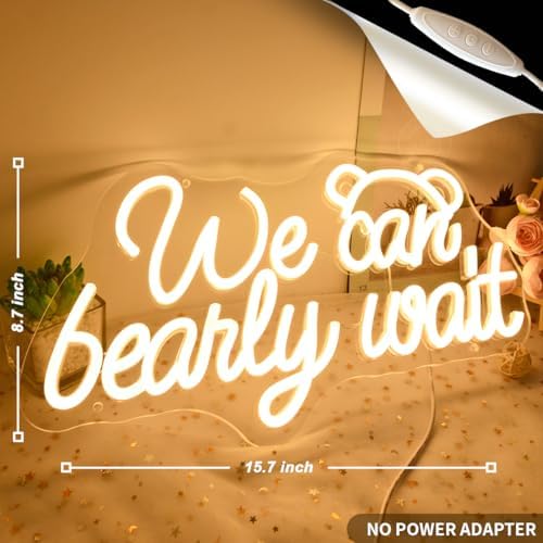 Planzo We Can Bearly Wait LED Neon Light Sign Baby Shower Gifts Wall Decor - Image 2