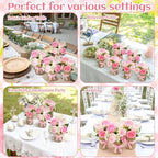 Suncalla 45 Pcs Baby Shower Centerpieces Rose, Pink Rose Vase Decor - Image 6
