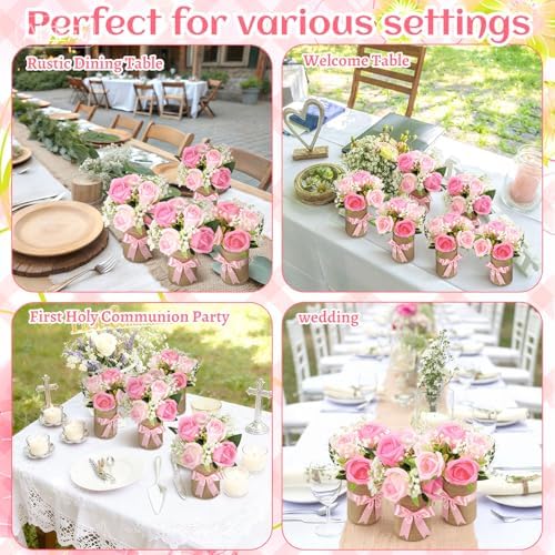 Suncalla 45 Pcs Baby Shower Centerpieces Rose, Pink Rose Vase Decor - Image 6