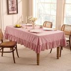 Romanstile Gingham Ruffled Tablecloth Rectangle, 60 x 102 Inch, Red - Image 2