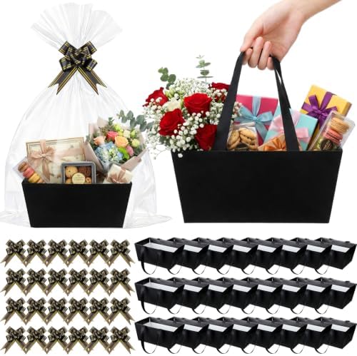 Funnymoom 24 Pack Black Empty Gift Baskets Bulk, Cardstock Favor Boxes by Funnymoom