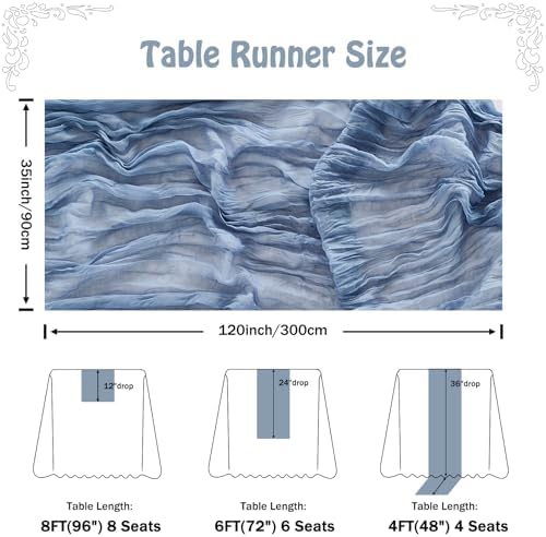 Fanami 6 Pack Cheesecloth Table Runner -10FT Dusty Blue Boho Gauze Cheese Cloth Table Runner 120 Inches Long Rustic Sheer Fabric Centerpieces for Wedding Birthday Party Bridal Baby Shower Decorations - Image 4