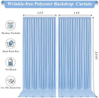 10x10ft Baby Blue Backdrop Curtains with Lights Photo Drapes Wrinkle Free Fabric Backdrop Curtain for Wedding Birthday Party Baby Shower Shoot Bridal Shower Home Party Background Decorations - Image 6
